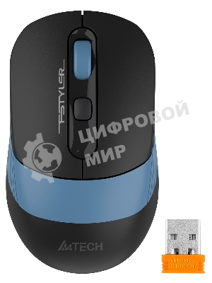 Мышь беспроводная A4Tech Fstyler FB10C черный/синий, 2000 dpi, радиоканал, Bluetooth, USB, кнопки - 4