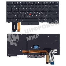 Клавиатура для ноутбука Lenovo ThinkPad E480 E485 черная с подсветкой