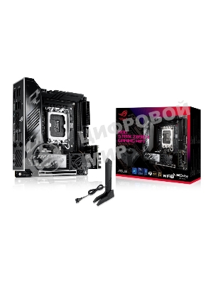 Материнская плата ASUS ROG STRIX Z890-I GAMING WIFI, LGA 1851, Intel Z890, 2xDDR5, 2xSATA, 2xM.2, 1xPCIe 5.0 x16, 1xHDMI, 2xUSB-C Thunderbolt 4, 1xUSB-C 20Gbps, 3xUSB-A 10Gbps, 1xUSB-A 5Gbps, 2xUSB-A 2.0, 1x 2.5Gb LAN, Mini-ITX