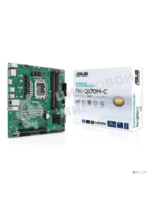 Материнская плата ASUS Pro Q870M-C-CSM, LGA1851, Intel Q870, 4xDDR5, 4xSATA, 2xM.2, 1xPCIe 5.0 x16, 1xPCIe 4.0 x4, 1xPCIe 4.0 x1, 2xDP, 1xHDMI, 1xPS/2, 1x1Gb LAN, 3xUSB-A 10Gbps, 1xUSB-A 5Gbps, 2xUSB-A 2.0, 3x3.5 мм, 7.1, mATX