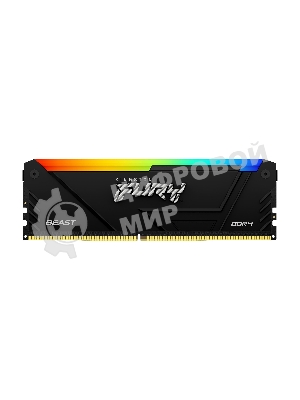 Оперативная память Kingston Fury Beast, DDR4, 32GB (2x16GB), 3600MHz, CL18, DIMM, с радиатором, RGB, черный