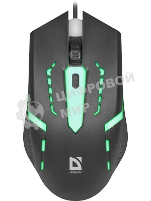 Мышь проводная Defender Hit MB-601 черный, 1200 dpi, USB, кнопки - 4