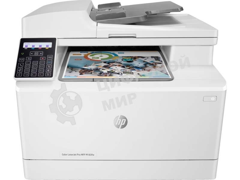 МФУ лазерное HP Color LaserJet Pro M183fw (7KW56A), A4, цветной, печ. до 16 стр/мин., скан. до 15 стр/мин. (ч/б) 8 стр/мин. (цвет), 600 x 600 dpi (печать) 1200x1200dpi (скан.), USB, RJ-45, Wi-Fi, Air Print, Mopria