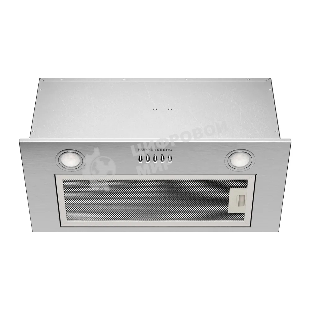 Встраиваемая вытяжка Kuppersberg INPUSH 60 X, High-Tech, 60 см, механическое управление, обратный клапан, 3 скорости, 780 м3/ч, периметральное всасывание, угольный фильтр KF-SC 2 (опция), уровень шума 62 дБ, нержавеющая сталь