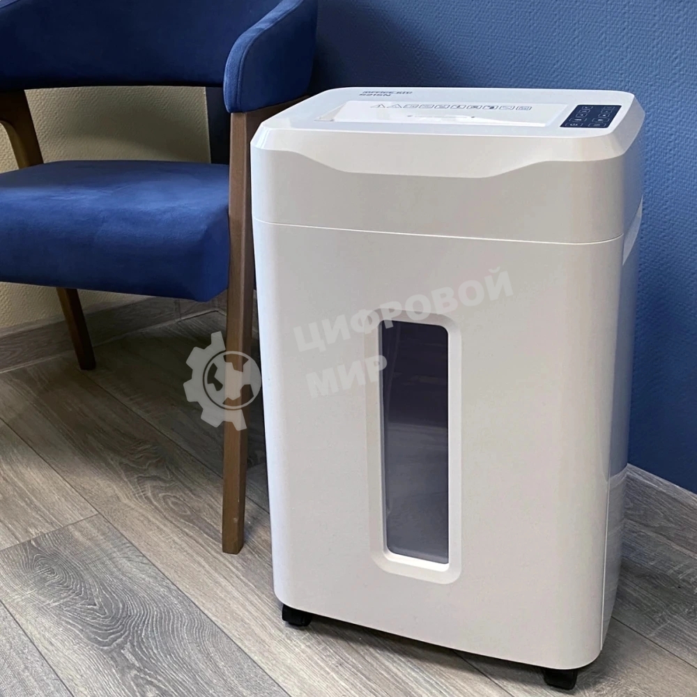 Шредер Office Kit S215N 3,9x38 белый (секр.P-4) фрагменты 22лист. 35лтр. скрепки скобы пл.карты CD
