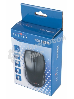 Мышь проводная Oklick 185M черный, 1200 dpi, USB, кнопки - 3