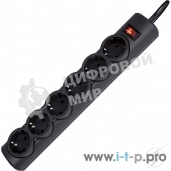 Сетевой фильтр Defender DFS 155/6 розеток/черный/5.0 м