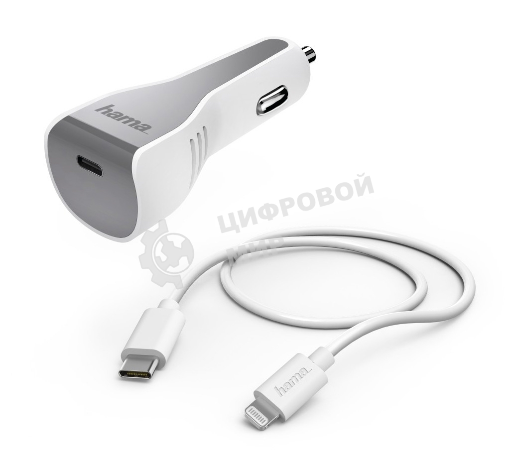 Комплект зарядное устройство Hama H-183317 3A PD для Apple кабель Apple Lightning/Type-C белый