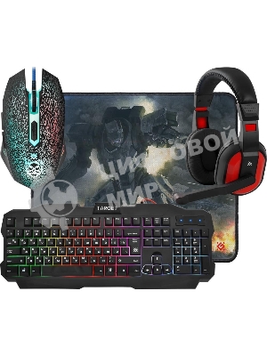 Комплект клавиатура+мышь Defender Target MKP-350 проводной, USB, 3200 DPI, чёрный/красный