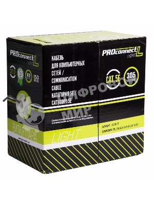 Кабель витая пара PROconnect LIGHT FTP 4PR 26AWG, CCA, CAT5, бухта 305 м