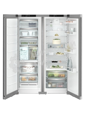 Холодильник Liebherr Комбинация XRFsf 5245-22 001(SFNsfd 5247-22 001 + SRBsfc 5220-22 001) серебристый двухкамерный 377/262л морозилка сбоку, Side by Side