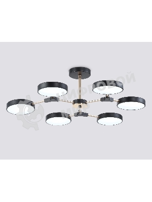 Люстра светодиодная на штанге Ambrella light FL516334/6 BK/FGD черный/золото 108W 3000-6000K D780*210 (без ПДУ)