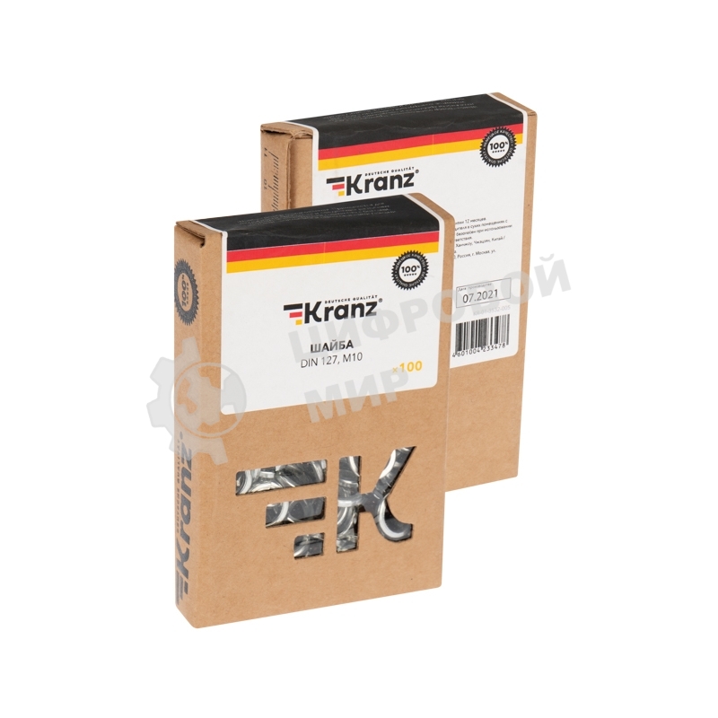 Шайба пружинная Kranz DIN 127, M10, короб (100 шт./уп.)