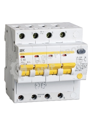 Выключатель автоматический дифференциального тока IEK MAD10-4-040-C-300 АД14 4Р 40А 300мА IEK