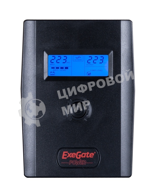 Источник бесперебойного питания ExeGate Power Smart ULB-800 LCD 800VA, черный, 2 евророзетки, USB