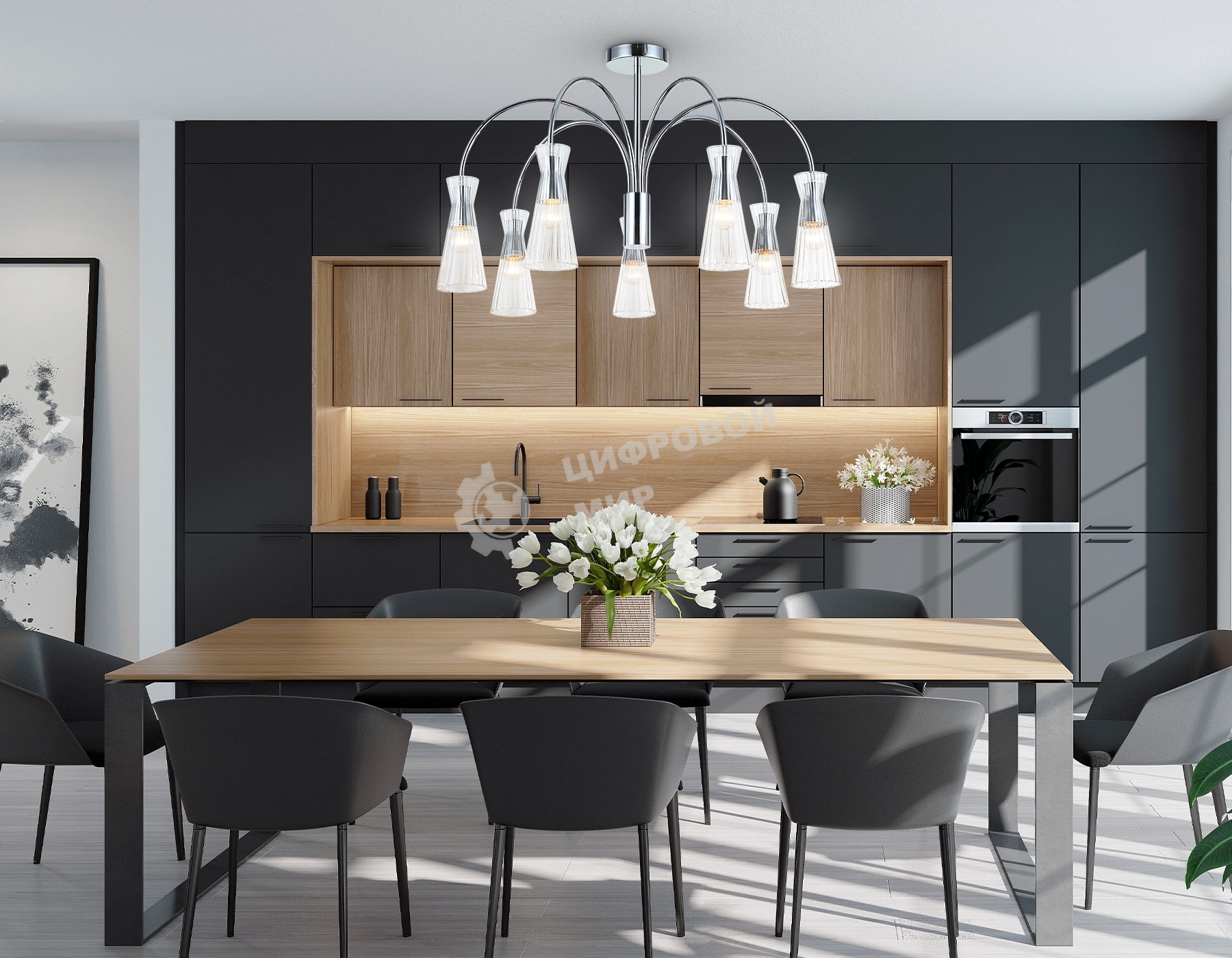 Люстра Ambrella light LH55653/7 СH/CL хром/прозрачный E14*7 max 40W D745*460