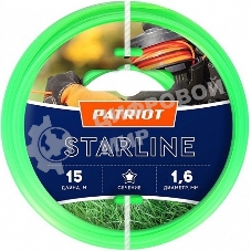 Леска для триммеров PATRIOT Starline D 1,6мм L 15м звезда, зеленая 165-15-3 Арт 805201051