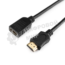 Кабель-удлинитель HDMI Cablexpert CC-HDMI4X-6, 19M/19F, v2.0, позол.разъемы, экран, 1.8м, черный, пакет