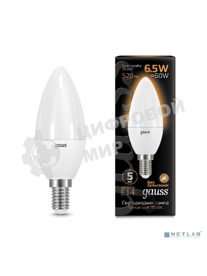 Лампа светодиодная Gauss 103101107LED Candle E14 6.5W 2700К