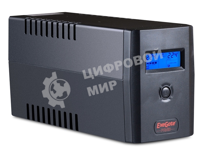 Источник бесперебойного питания ExeGate Power Smart ULB-800 LCD 800VA, черный, 2 евророзетки, USB