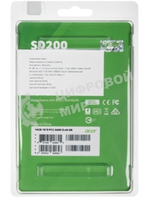 Оперативная память ACER DDR5 DIMM 32Gb UD200 (PC44800, 5600MHz, CL46, 1.1V, RTL) (BL.9BWWA.427)