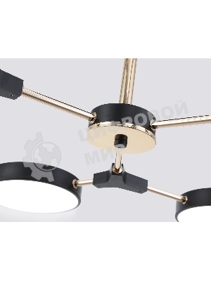 Люстра светодиодная на штанге Ambrella light FL516334/6 BK/FGD черный/золото 108W 3000-6000K D780*210 (без ПДУ)