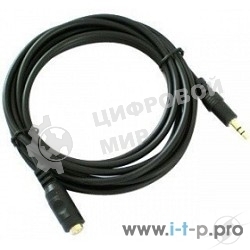 Удлинитель звуковой Exegate (3.5мм Jack M - 3.5мм Jack F) 2.0м позолоченные разъемы