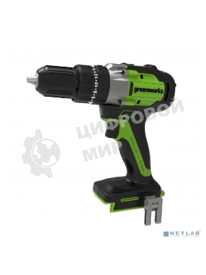 Дрель-шуруповерт GREENWORKS GD24DD60, 24 В, 0 Ач, 60 Нм, бесщеточный, ударный