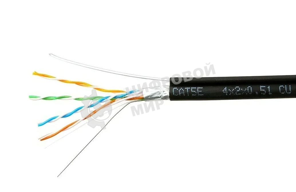 Кабель Cablexpert FPC-5051E-4-CU-OUTR, FTP outdoor 4x2x0.51 на тросу, медный, кат.5e, однож., 305м, coil, черный