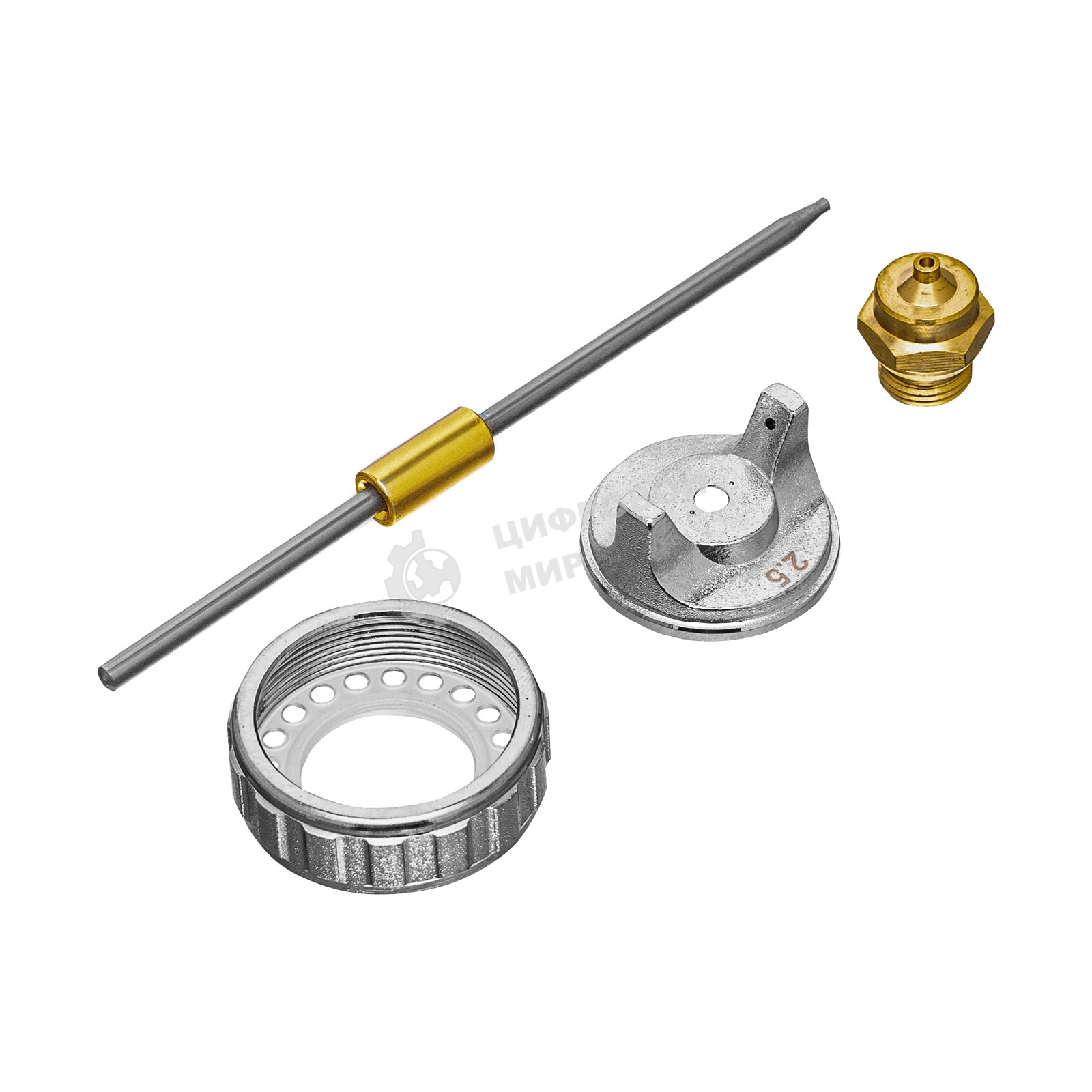 Ремкомплект для краскораспылителя Matrix 4 предмета: сопло 2,5 мм, игла, форсунка, зажим сопла