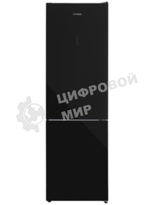 Холодильник Hyundai CC35083F черное стекло двухкамерный 240/95л морозилка снизу, No Frost