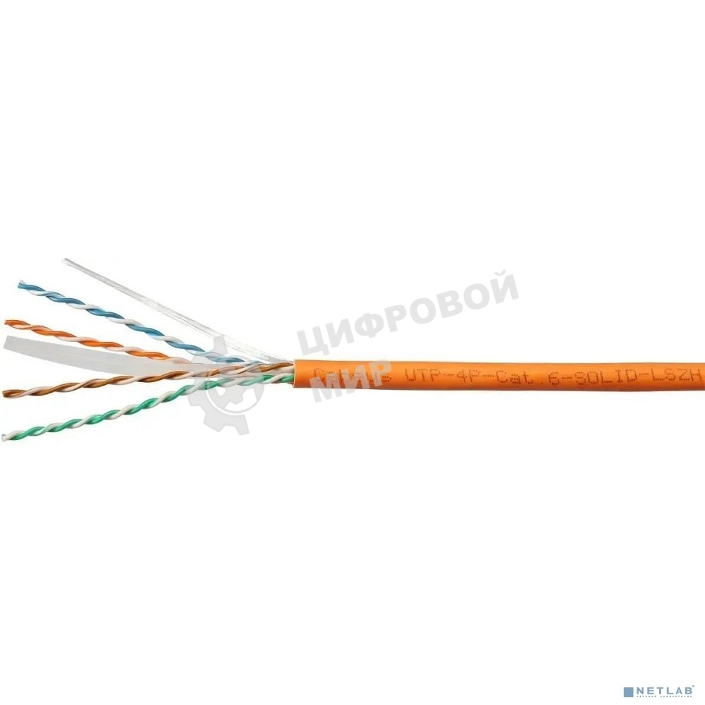 Кабель витая пара Cabeus UTP-4P-Cat.6-SOLID-LSZH UTP (U/UTP), категория 6, 4 пары 0,57мм (23 AWG), одножильный, LSZH (Low Smoke Zero Halogen) (305 м)