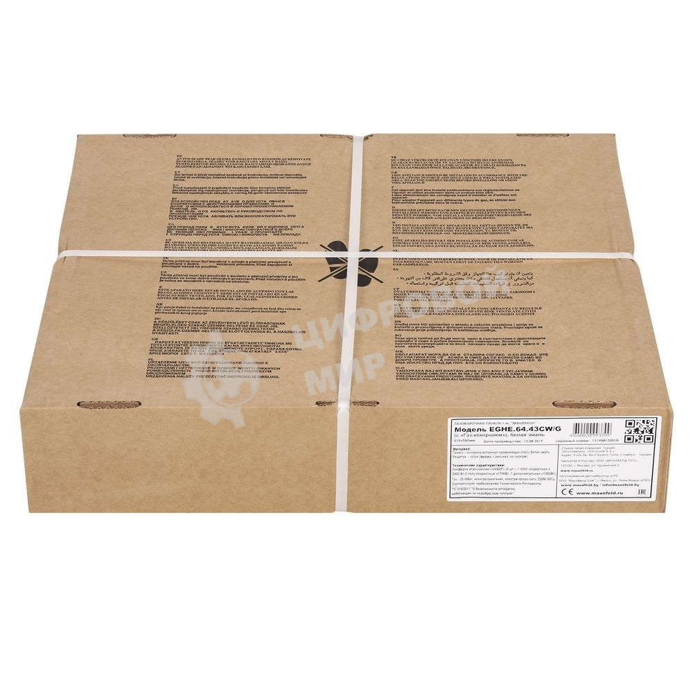 Газовая варочная панель Maunfeld EGHE.64.43CW/G, 4 конфорки, эмалированная сталь, белый