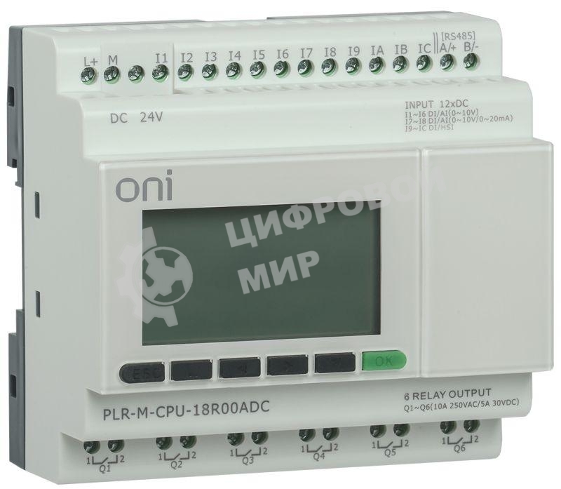 Контроллер программируемый логистический (микро ПЛК) PLR-M. CPU DI12/DO06(R) 24В DC ONI PLR-M-CPU-18R00ADC