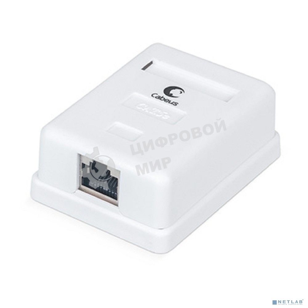 Розетка в сборе Cabeus, 1x RJ45(8P8C), кат. 5е, экр., внешняя, белый, (WS-8P8C-Cat.5e-SH-1)