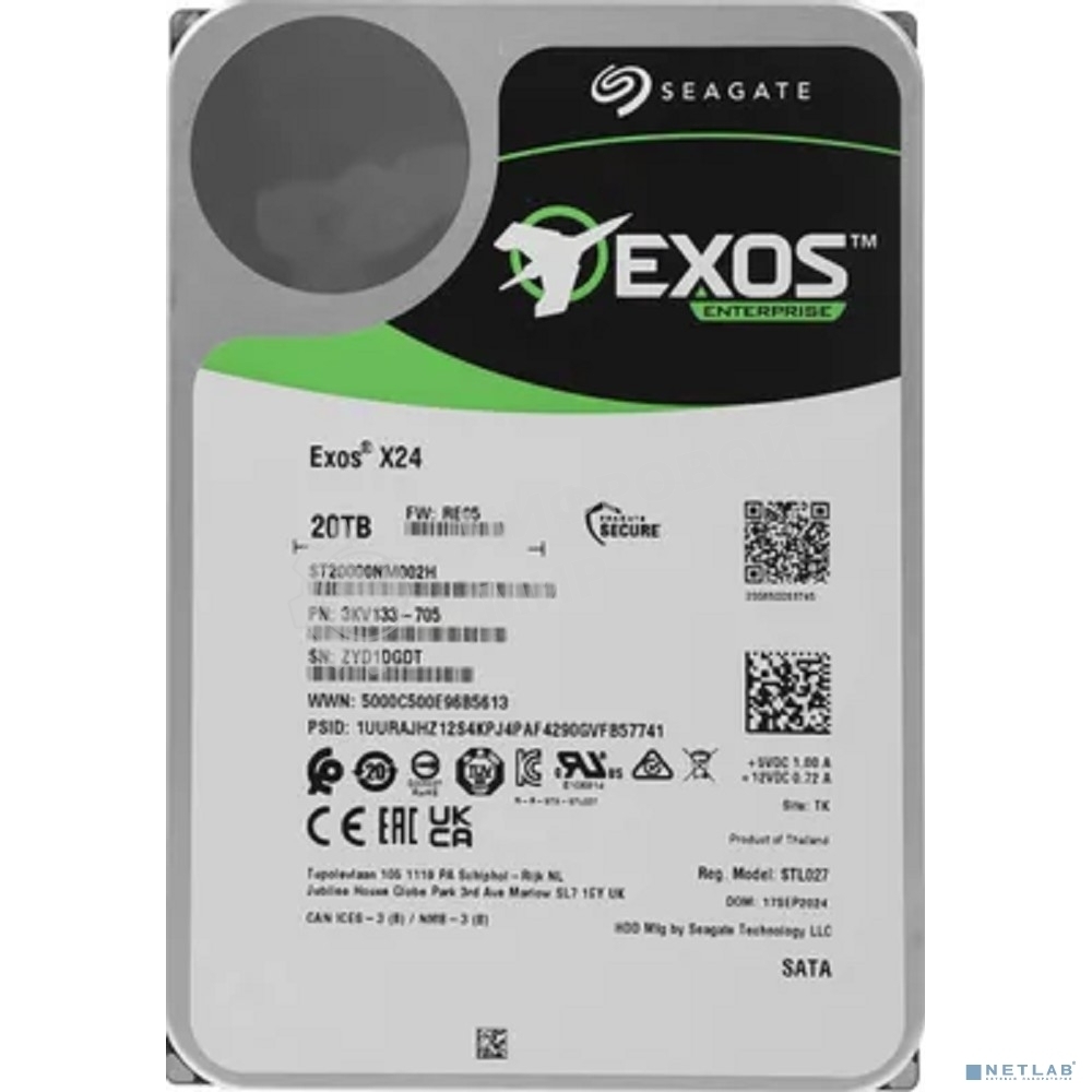 Жесткий диск Seagate Exos X24 20Tb 7200RPM SATA 512MB ST20000NM002H