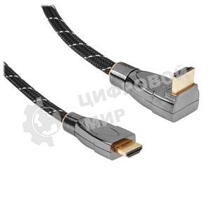 Кабель HDMI Wize WAVC-HDMIRA-7M 7 м., v.2.0b, 19M/19M, 4K/60 Hz 4:4:4, 26 AWG, HDCP 1.4, HDCP 2.2, Ethernet, позол.угловой разъем, экран, черный, пакет