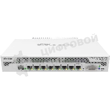 Маршрутизатор Mikrotik CCR1009-7G-1C-PC with Tilera Tile-Gx9 CPU (9-cores, 1Ghz per core), 1Gb RAM, 7xGbit LAN, 1x Combo port (1xGbit LAN or SFP), RouterOS L6, passive cooling desktop enclosure, rackmount ears, PSU