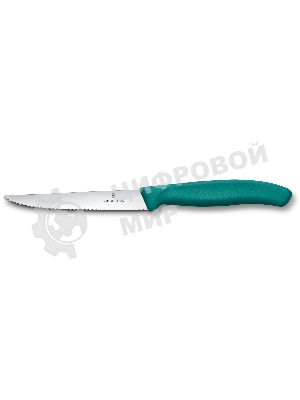 Нож кухонный Victorinox Swiss Classic 6.7234.C1 для стейка/пиццы лезв. 110 мм серрейт. заточка зеленый