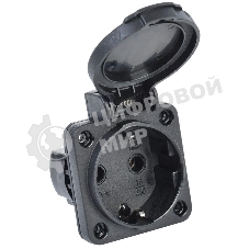 Розетка панельная MAGNUM 2P+PE 16А IP54 РП14-3 с защ. крышкой с заземл. черный IEK PSN71-016-3-2-54-K02