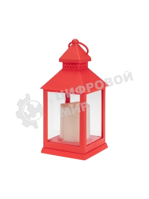 Декоративный фонарь Neon-night со свечкой, красный корпус, размер 10,5х10,5х24см, теплый белый