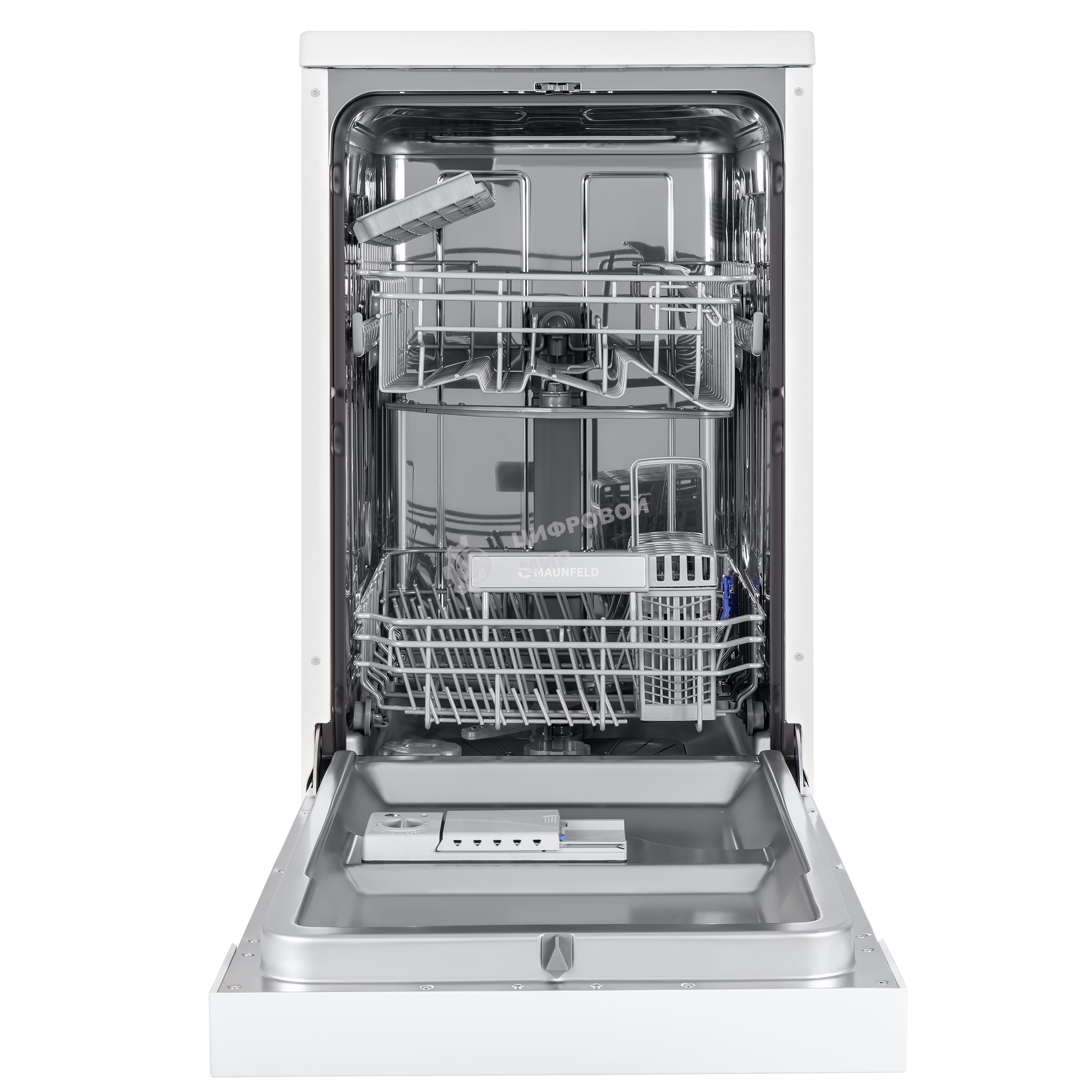 Посудомоечная машина Maunfeld MWF08S, белый, 44.8 см, 9 компл., 49 дБ, класс A+