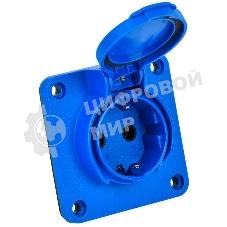 Розетка панельная MAGNUM 2P+PE 16А IP54 РП17-3 увел. фланец с защ. крышкой с заземл. син. IEK PSN71-016-3-4-54-K07