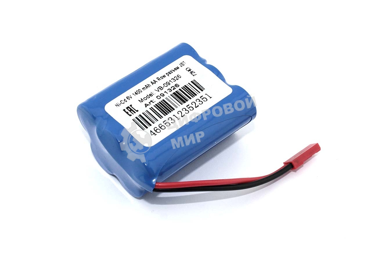 Портативный аккумулятор Ni-Cd 6V 1400 mAh AA Row разъем JST (2+3)