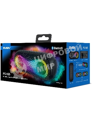 Портативная акустика SVEN PS-165, черный (16 Вт, Waterproof (IPx6), TWS, Bluetooth, microSD, 3000мА*ч)