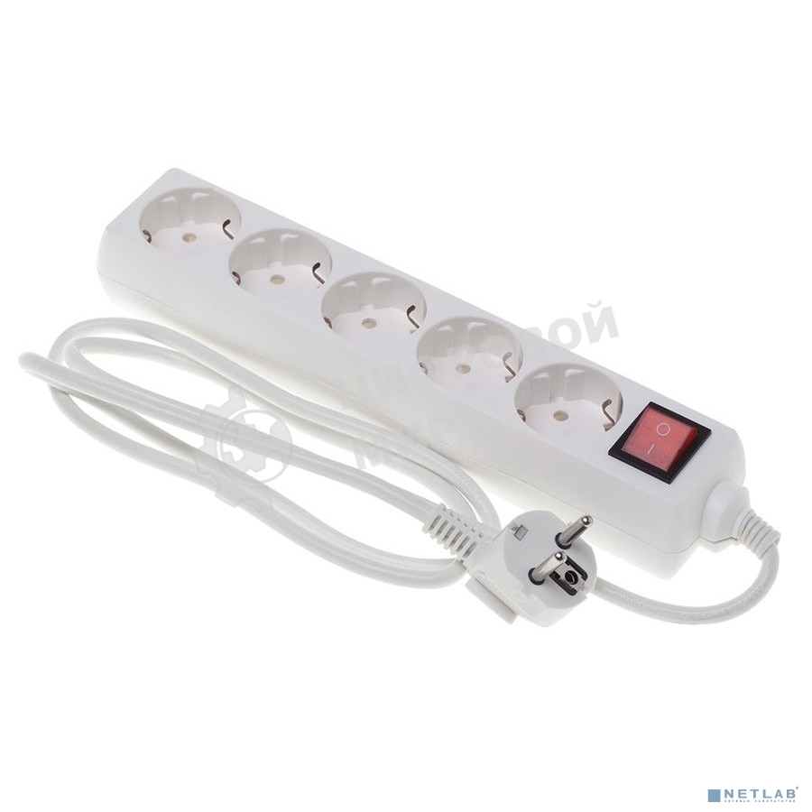 Сетевой удлинитель Buro BU-PS5.1/W 1.5 м (5 розеток) белый (пакет ПЭ)