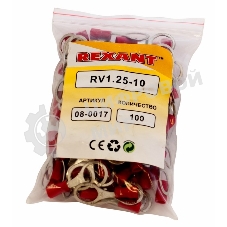 Наконечник кольцевой изолированный Rexant ø 10.5 мм 0.5-1.5 мм² (НКи 1.5-10) красный