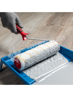 Валик в сборе Matrix полиакрил желтая полоса с двухком.руч., 250мм, ворс 12мм, D 48мм, Dруч.6 мм