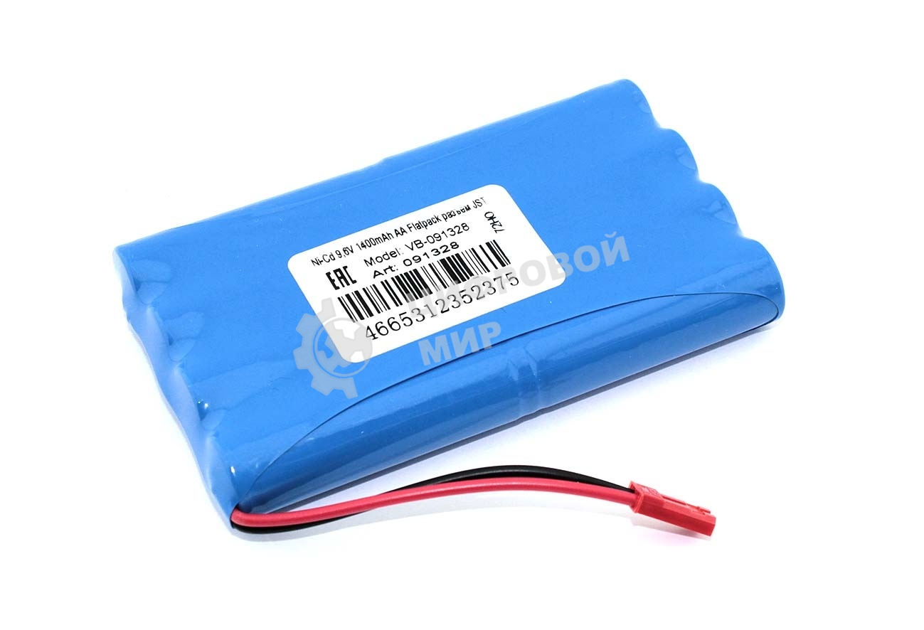 Портативный аккумулятор Ni-Cd 9,6V 1400mAh AA Flatpack разъем JST
