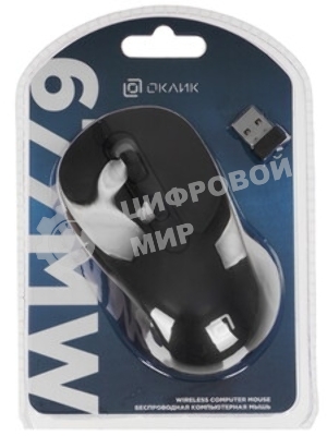 Мышь беспроводная Oklick 677MW черный, 1600 dpi, радиоканал, USB, кнопки - 6